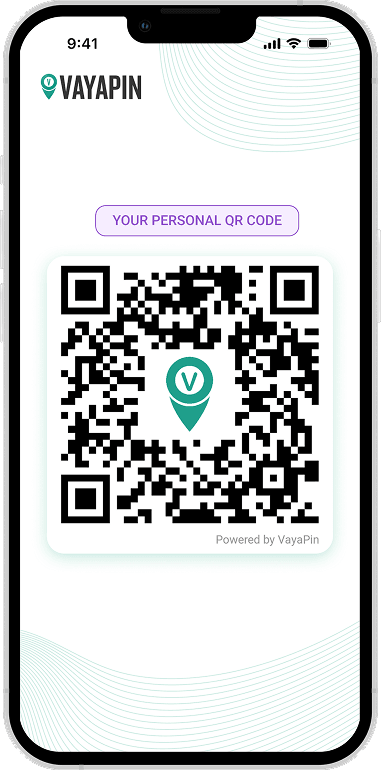 VayaPin QR code displayed on a phone screen